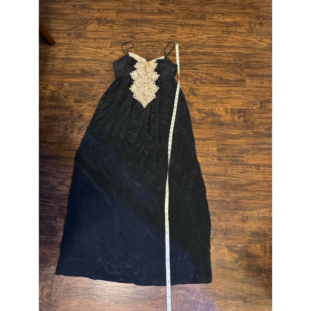 Lilly Pulitzer Kelsea Silk Maxi Dress Onyx Black Embroidered Gold Women’s Size 2 - Picture 4 of 6